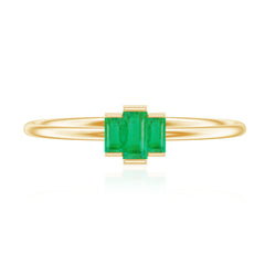 Baguette Cut Natural Emerald Three Stone Ring