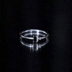 Dainty Promise Ring with Octagon Cut Black Spinel and Diamond