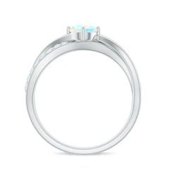 Natural Ethiopian Rainbow Opal Diamond Engagement Ring with Twisted Shank
