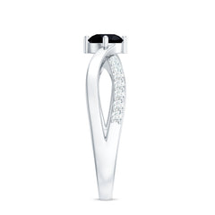 5mm Round Black Onyx Solitaire Infinity Ring with Diamond