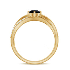 5mm Round Black Onyx Solitaire Infinity Ring with Diamond