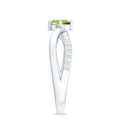 Natural 0.5 Carat Peridot Infinity Promise Ring with Diamond