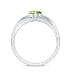 Natural 0.5 Carat Peridot Infinity Promise Ring with Diamond