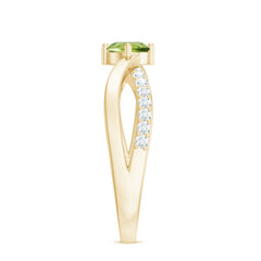 Natural 0.5 Carat Peridot Infinity Promise Ring with Diamond