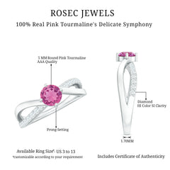 1/2 CT Pink Tourmaline Solitaire and Diamond Infinity Ring