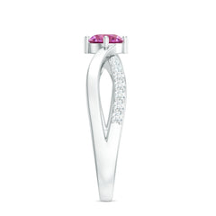 1/2 CT Pink Tourmaline Solitaire and Diamond Infinity Ring