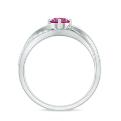 1/2 CT Pink Tourmaline Solitaire and Diamond Infinity Ring