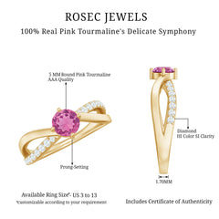 1/2 CT Pink Tourmaline Solitaire and Diamond Infinity Ring