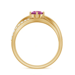 1/2 CT Pink Tourmaline Solitaire and Diamond Infinity Ring