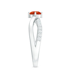 1/2 CT Fire Opal Solitaire and Diamond Infinity Ring