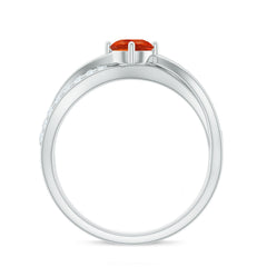 1/2 CT Fire Opal Solitaire and Diamond Infinity Ring