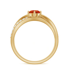 1/2 CT Fire Opal Solitaire and Diamond Infinity Ring