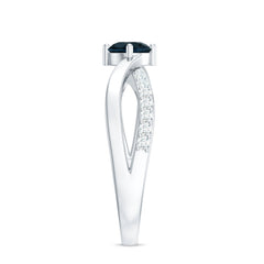 Certified London Blue Topaz Proposal Ring With Diamond