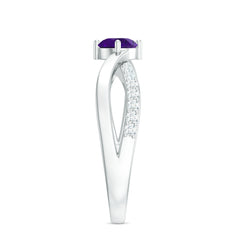 Infinity Shank Amethyst Solitaire Ring with Diamond