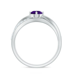 Infinity Shank Amethyst Solitaire Ring with Diamond