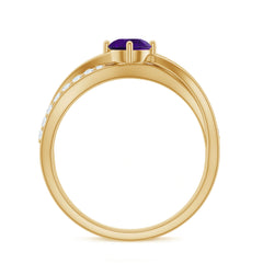 Infinity Shank Amethyst Solitaire Ring with Diamond