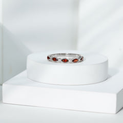 Natural Marquise Garnet Diamond Half Eternity Ring for Anniversary