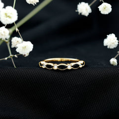Certified Black Onyx Half Eternity Ring with Moissanite