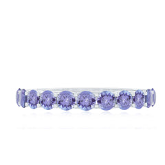Trellis Set Round Tanzanite Half Eternity Band Ring