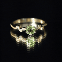 Peridot and Diamond Promise Ring with Beaded Detailing