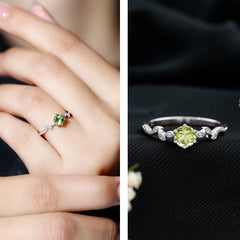 Peridot and Diamond Promise Ring with Beaded Detailing