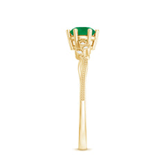 Natural Emerald and Diamond Leaf Promise Ring