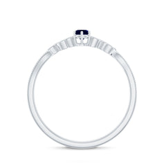 Real Blue Sapphire and Diamond Leaf Inspired Promise Ring