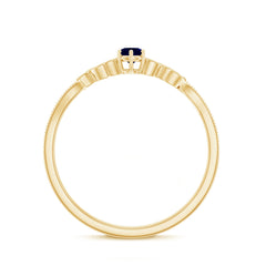 Real Blue Sapphire and Diamond Leaf Inspired Promise Ring