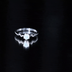 Nature Inspired Ethiopian Opal Promise Ring with Diamond