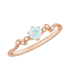 Nature Inspired Ethiopian Opal Promise Ring with Diamond
