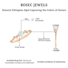 Nature Inspired Ethiopian Opal Promise Ring with Diamond