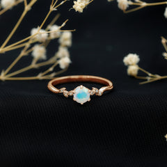 Nature Inspired Ethiopian Opal Promise Ring with Diamond