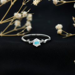 Nature Inspired Ethiopian Opal Promise Ring with Diamond