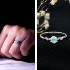 Nature Inspired Ethiopian Opal Promise Ring with Diamond