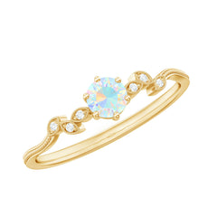 Nature Inspired Ethiopian Opal Promise Ring with Diamond