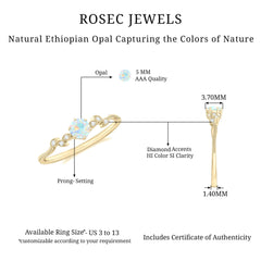 Nature Inspired Ethiopian Opal Promise Ring with Diamond