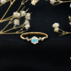 Nature Inspired Ethiopian Opal Promise Ring with Diamond