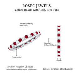 Natural Ruby Diamond Eternity Ring for Anniversary