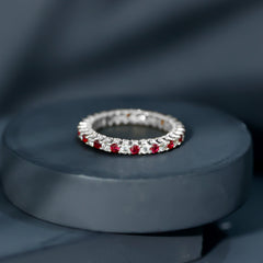 Natural Ruby Diamond Eternity Ring for Anniversary