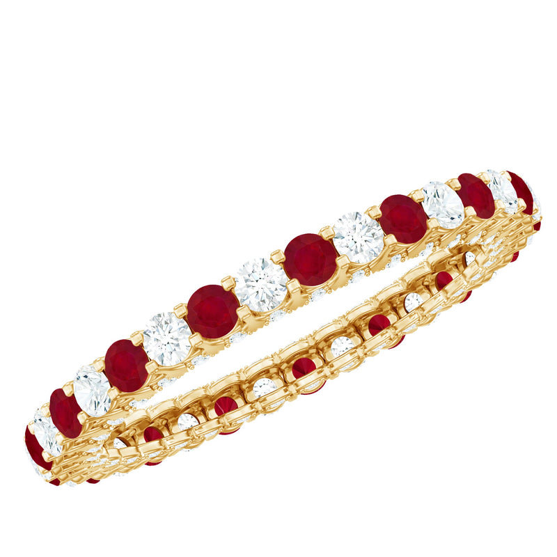 Natural Ruby Diamond Eternity Ring for Anniversary
