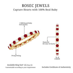 Natural Ruby Diamond Eternity Ring for Anniversary