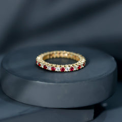 Natural Ruby Diamond Eternity Ring for Anniversary