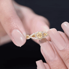 Natural Citrine Diamond Engagement Ring with Criss Cross Shank