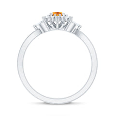 Nature Inspired Citrine Diamond Engagement Ring with Split Shank