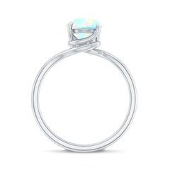 Certified Real Ethiopian Opal Solitaire Engagement Ring with Bypass Shank
