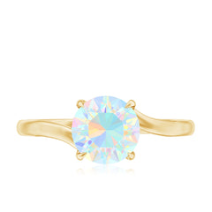 Certified Real Ethiopian Opal Solitaire Engagement Ring with Bypass Shank