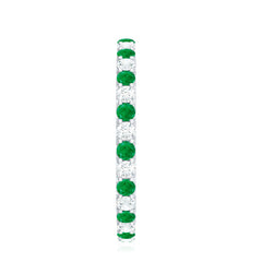 Alternate Round Emerald and Diamond Eternity Stackable Ring