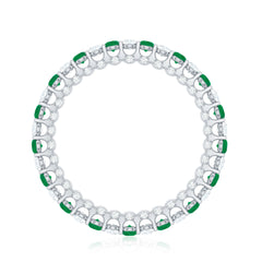 Alternate Round Emerald and Diamond Eternity Stackable Ring