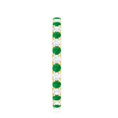 Alternate Round Emerald and Diamond Eternity Stackable Ring