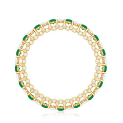 Alternate Round Emerald and Diamond Eternity Stackable Ring